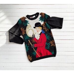 vtg Chaus horse equestrian‎ hand knit sweater